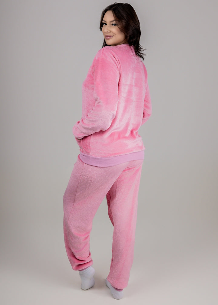 Pijama Feminino Inverno Adulto Fleece Soft Plush Pijama Long