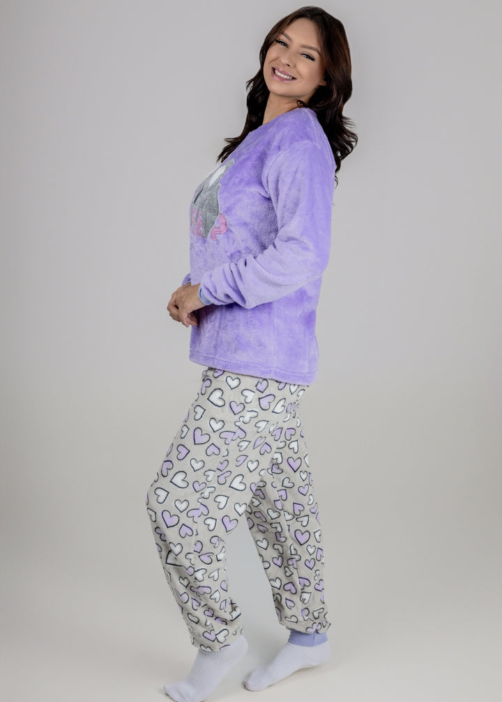 Pijama Feminino Inverno Adulto Fleece Soft Plush Pijama Long