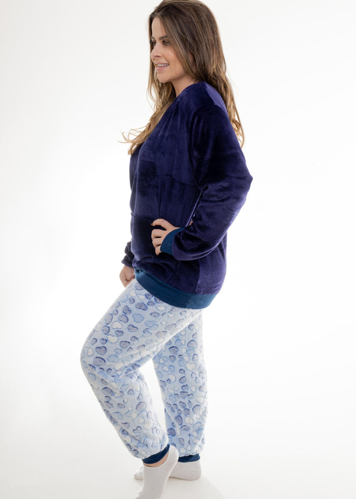 Pijama Feminino Inverno Adulto Fleece Soft Plush Pijama Long